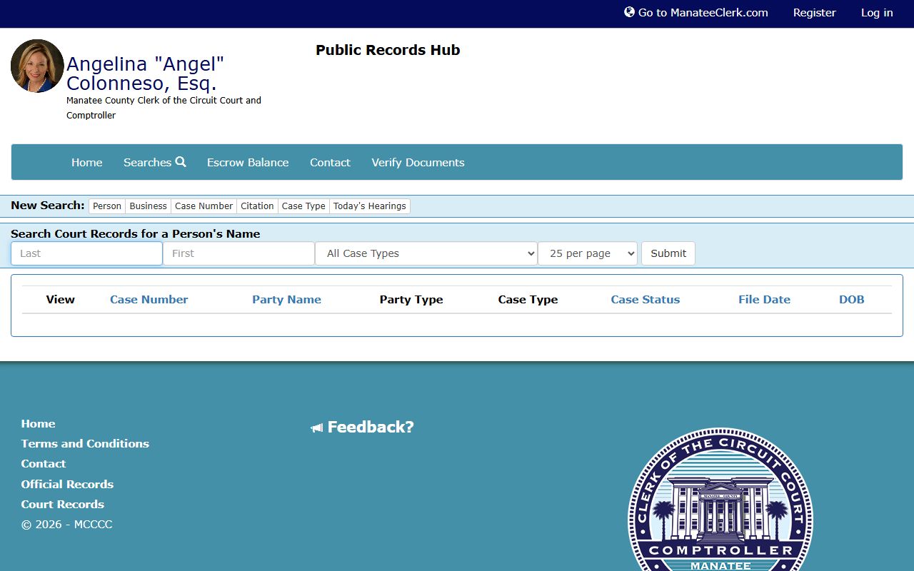 Manatee County court records person search after a jail arrest